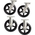 Global Equipment 8" x 2" Mold-On Rubber Caster Kit 2 Swivel, 2 Rigid 820WAS-KIT